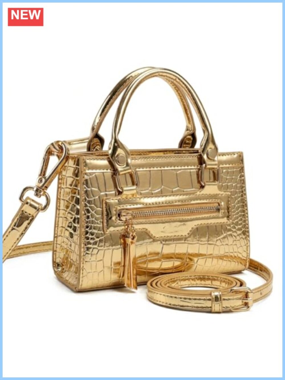 Croc Embossed Faux Leather Small Crossbody Purse Purse for Women with